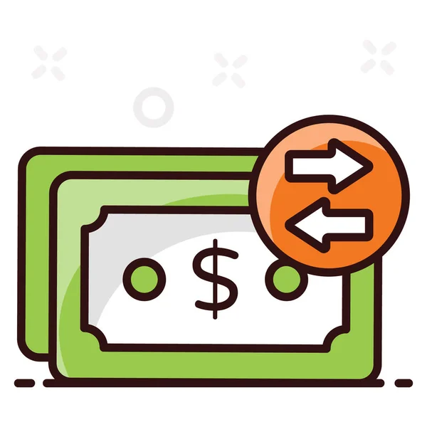 Banknotes Irreversible Arrows Trendy Flat Icon Money Flow — Stock Vector