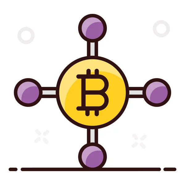 Red Bitcoin Btc Con Nodo Red Estilo Plano Moderno — Archivo Imágenes Vectoriales