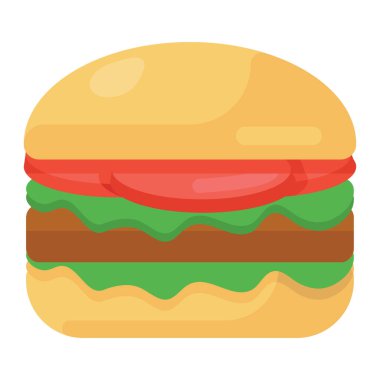 Hamburgerin düz stil, düzenlenebilir simgesi