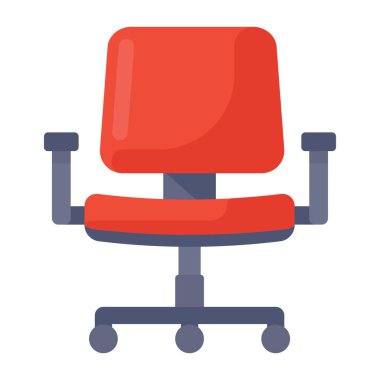 Düzenlenebilir düz biçimli döner sandalye simgesi, mobilya 