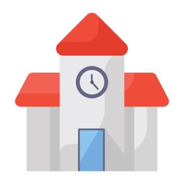 Okul simgesi, düz stil mimari vektörü 