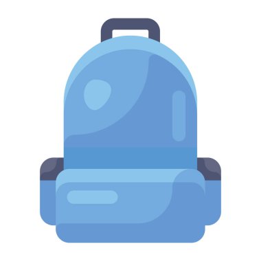 Okul çantasının simgesi, düz bir sırt çantası 