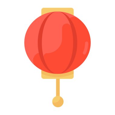 Düz vektörde dekoratif bir Çin fener ışığı simgesi, 