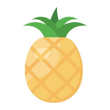 Ananas vektör stili, sağlıklı meyve 