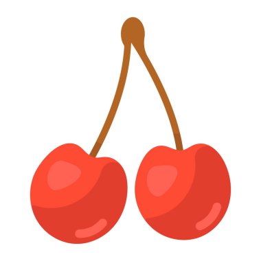 Bir çift kiraz ikonu, düz vektör içinde sağlıklı böğürtlen 