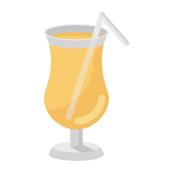 Pina Colada Glass Straw Flat Icon — Stock Vector