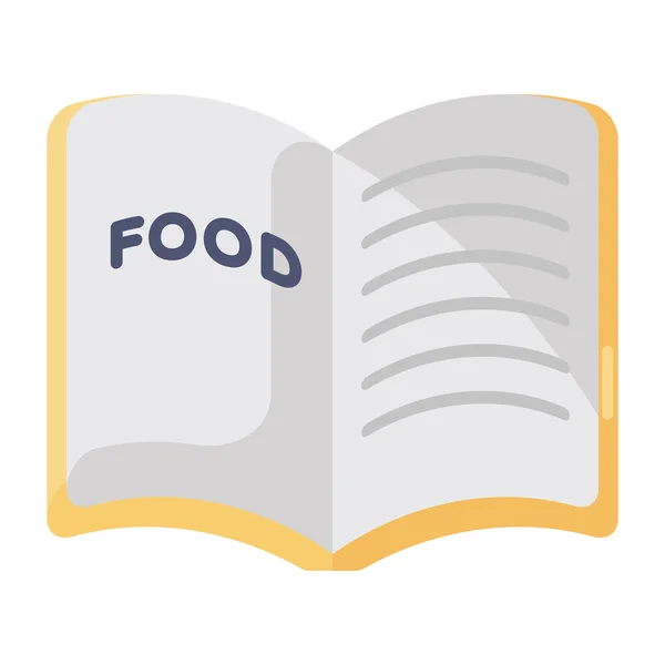 Food Book Icoon Bewerkbare Platte Stijl — Stockvector