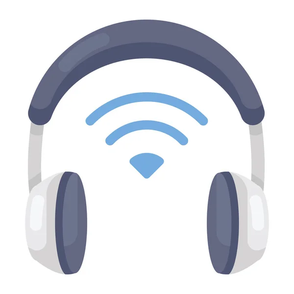 Stock vector Wireless headphones icon, wifi signals with earphones 