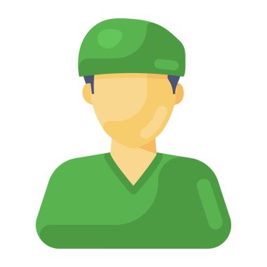 Bir tıbbi pratisyen ikonu, hekimin düz tasarımı