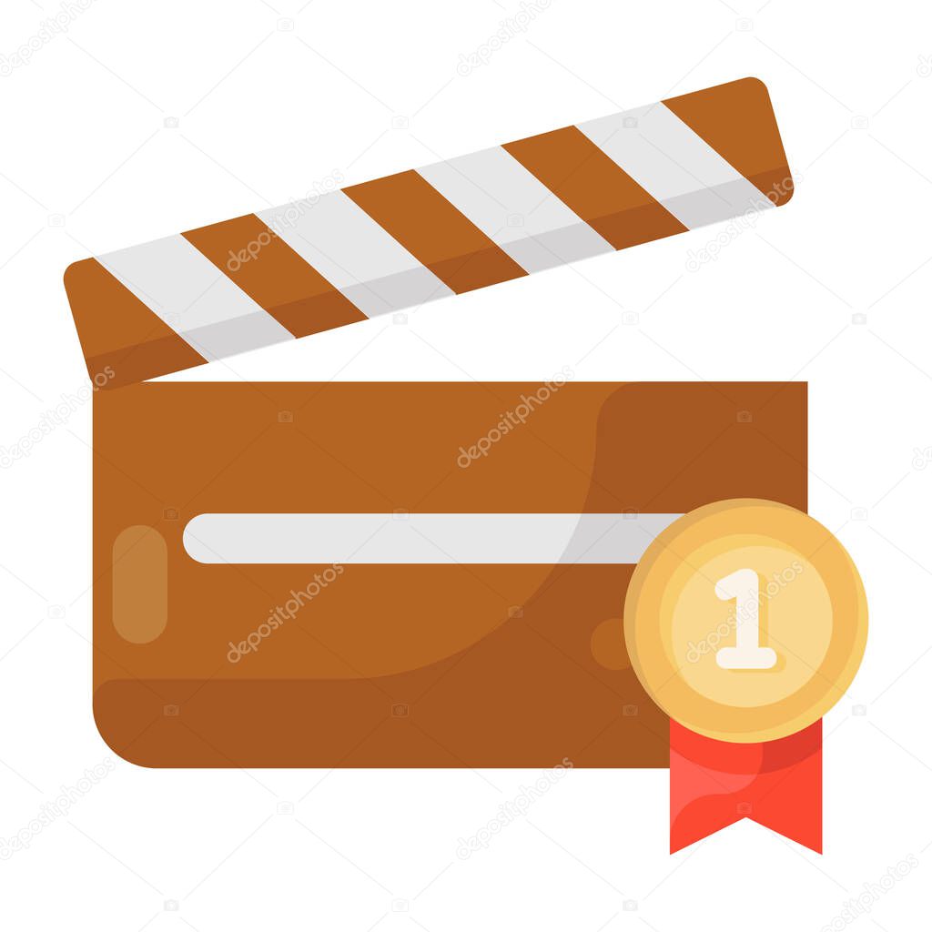 A filmmaking device in flat style, clapper board or action board icon