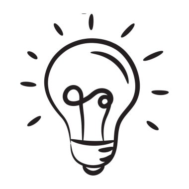 Karalama dizaynında bir ampul simgesi, fikir vektörü 