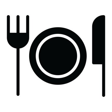 Çatal çatal ve bıçak. Tabak simgesi sağlam tasarlanmış. 