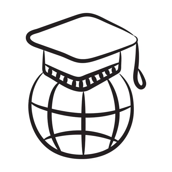 グローバル教育のアイコンを描いたモーターボードで世界 — ストックベクタ