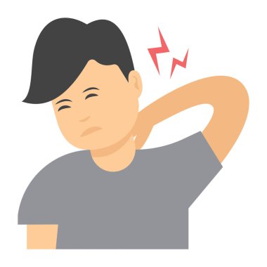 Düz dizaynda boyun ağrısı, fiziksel bozukluk. 