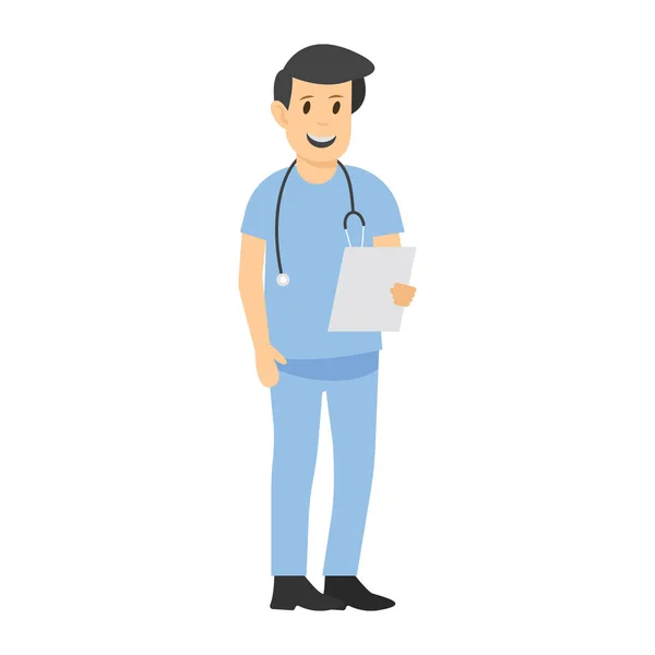 Basic Rgba Medical Ward Boy Standing Medical Docs Hand Flat — Stock Vector