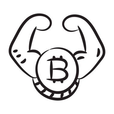 Güçlü kaslı BTC, bitcoin güç simgesi