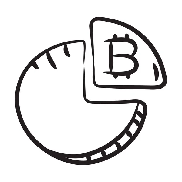 Datenanalytisches Konzept Symbol Doodle Stil Des Bitcoin Kuchendiagramms — Stockvektor