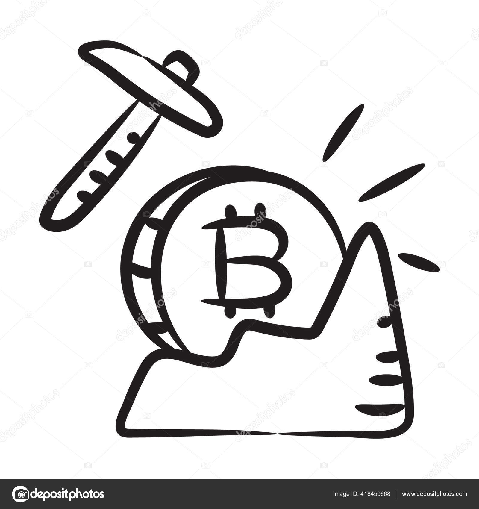 Icon Cryptocurrency Mining Doodle Design Btc Pickaxe Stock Vector by  ©smashingstocks 418450668