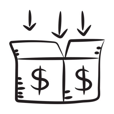 Kartonda dolar işareti, para karton simgesi konsepti