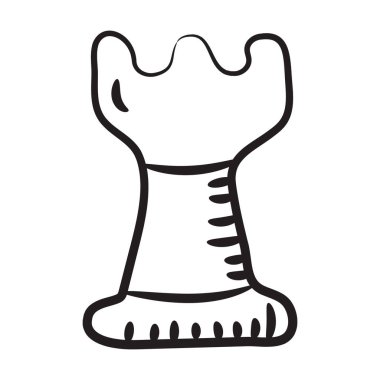 Satranç kalesinin bir simge tasarımı, modern karalama stilinde strateji   