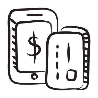 Temel RGBDolar içinde akıllı telefon, banka kartları, mobil bankacılık simgesi konsepti