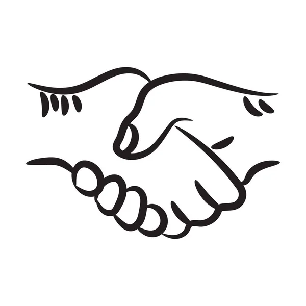 Handshake Ícone Introdução Estilo Desenhado Mão — Vetor de Stock