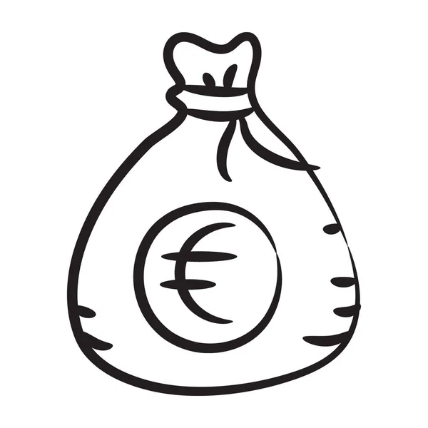 Euro Zak Vector Van Geld Zak Bewerkbare Stijl — Stockvector