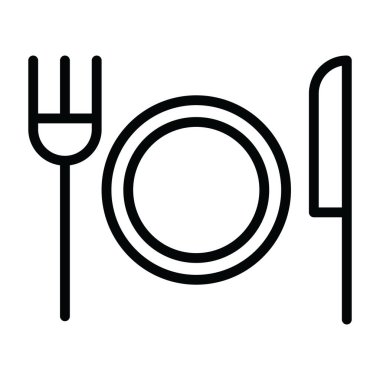 Çatal çatal ve bıçak. Tabak simgesi dizayn edilmiş. 