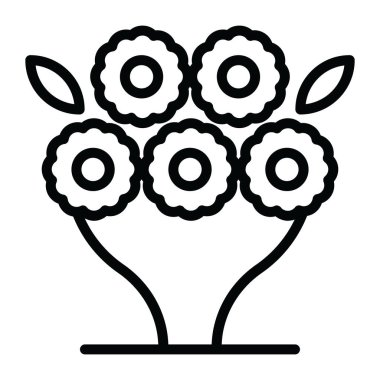 Sıraya dizilmiş gül buketinin güzel simgesi, bir demet çiçek. 