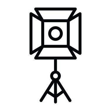 Kamera ışığı simgesinin çizgi vektör tasarımı