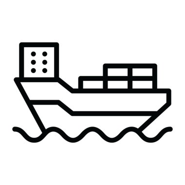 Kargo gemisinin üzerinde karton, düzenlenebilir simge var 