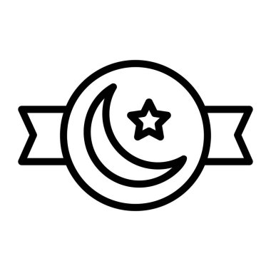 Kurdele rozetinde yıldız ve ay var, çizgi simgesi 