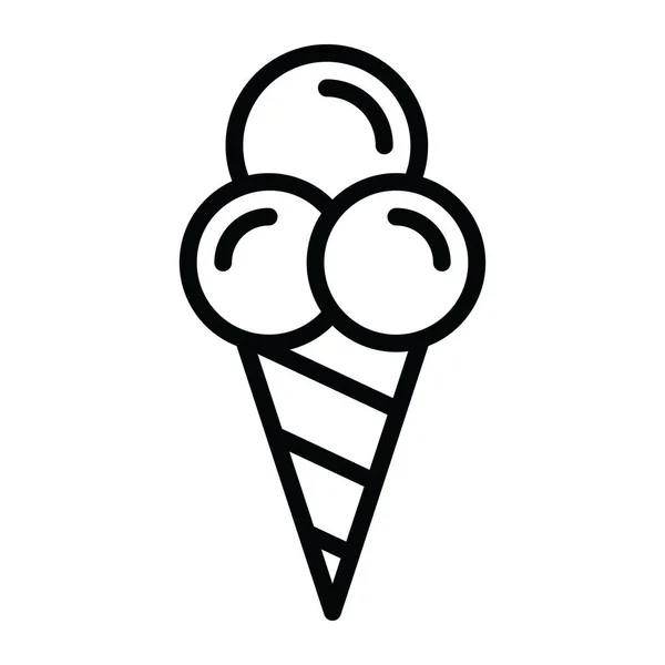 Icône Cône Crème Glacée Dessert Dans Style Modifiable — Image vectorielle