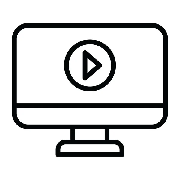 Signo Reproducción Vídeo Monitor Mostrando Icono Vídeo Línea — Vector de stock