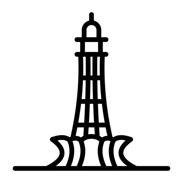 Minar Pakistan Ikona Nowoczesnym Stylu Linii Panorama — Wektor stockowy