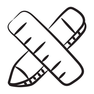 Çizim araçları simgesi cetvel kavramına sahip kalem