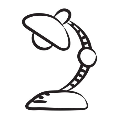 Çalışma lambası simgesinin el çizimi vektör tasarımı