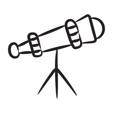 Karalama dizaynında bir teleskop simgesi, astrofizik vektörü 