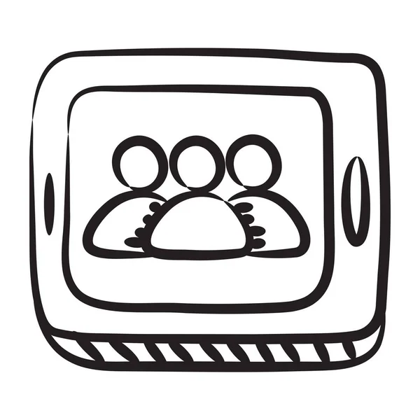 Icono Videoconferencia Diseño Doodle — Vector de stock