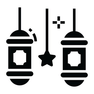 Dekoratif bir fener simgesini glifli vektör biçiminde aydınlatır