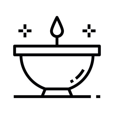 Yağ lambası ikonunun çizgi vektör tasarımı