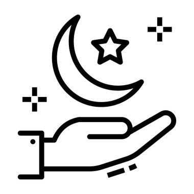 Yıldızlı ay, gece simgesinin satır biçimi