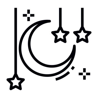 Dekoratif ay ikonu ile asılı yıldızlar 