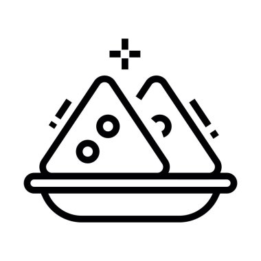 Lezzetli samosaların çizgi tasarım ikonu.