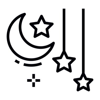 Dekoratif ay ikonu ile asılı yıldızlar 