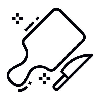 Kesme tahtası çizgisi simgesi, bıçaklı tahta tahta. .