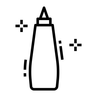 Temel Sıkışan silikon şişe ketçap, çizgi vektörü.