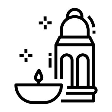 Yağ lambası ikonunun çizgi vektör tasarımı