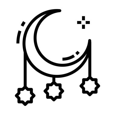 Dekoratif aya sahip temel RGBHanging feneri, bayram dekorasyon simgesi kavramı 