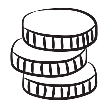 Bozuk para yığınının modaya uygun bir simgesi, düzenlenebilir doğrusal vektör 